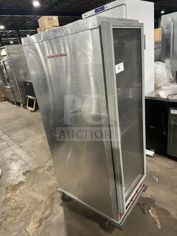 Avantco stainless steel heated holding/proofing cabinet, model 177HPI1836, 120V, clear door, on casters, with pan slides.