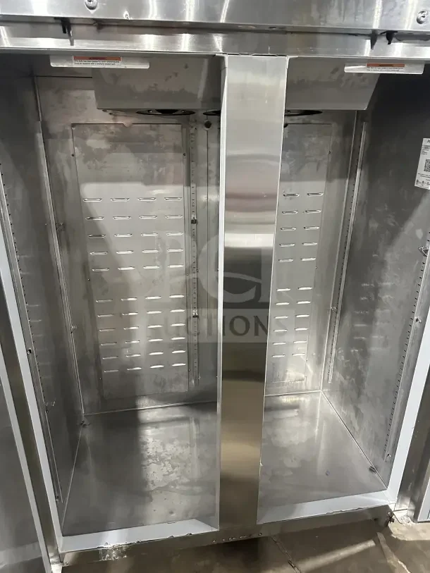 Hoshizaki 55" two-section stainless steel freezer, model CF2SFS, on casters, excellent condition, 115V, 1 phase.
