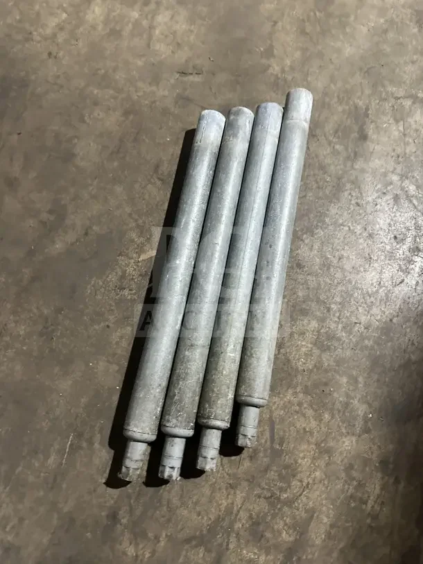 Stainless steel utility sink legs, commercial grade, set of five, pre-owned condition, suitable for 2-compartment sink.