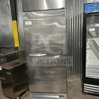 Beverage-Air Horizon 27" stainless steel reach-in freezer, model HBF23HC-1, on casters, solid door, 115V, 1 phase.