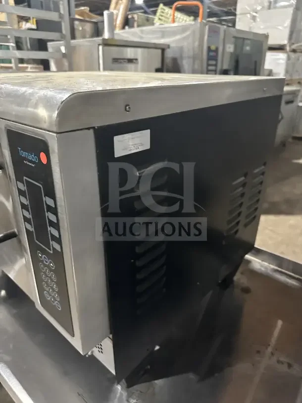 TurboChef Tornado Series stainless steel countertop rapid cook oven with digital touch controls, on legs, in used condition.