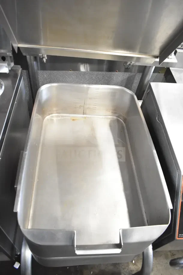 2022 Groen BPM-15EC 15-gallon electric tilt braising pan, floor style, 208V, 3-phase, stainless steel, gently used.