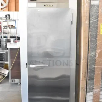 2020 Traulsen G12010 commercial single door cooler on casters, 115V, 1 phase, stainless steel, digital display, excellent condition.