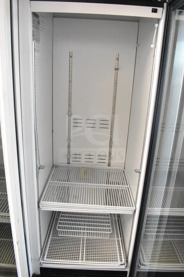 2019 Habco SE18 commercial single-door cooler merchandiser, 115 volts, 1 phase, in clean condition with shelving.