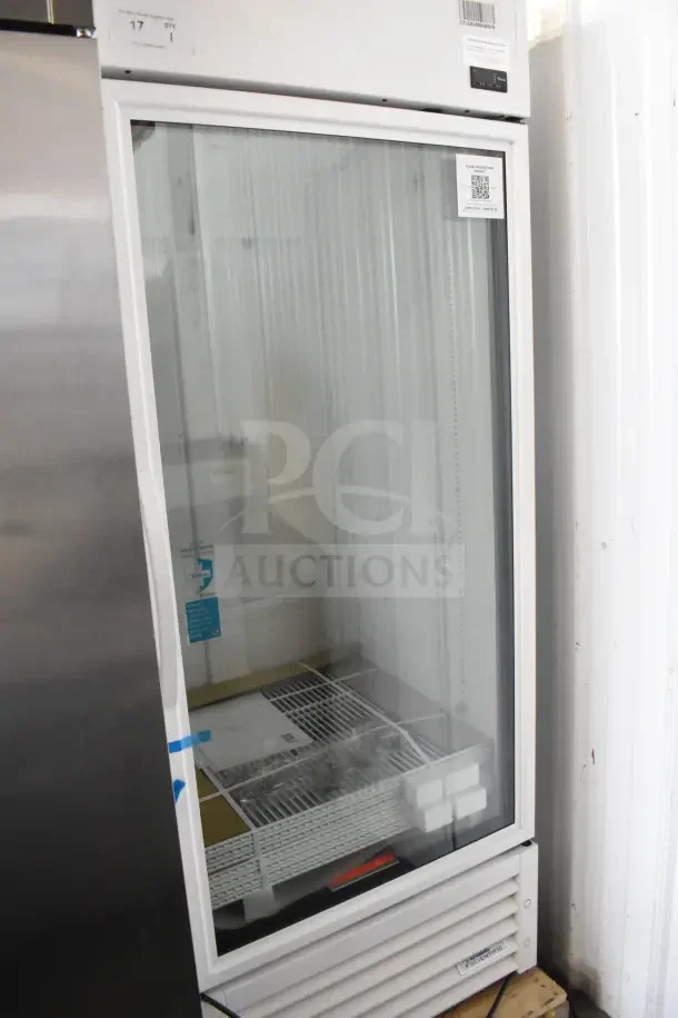 Brand new True TSCI-600R-G-PH commercial cooler, single door, scratch and dent condition. 115 Volts, 1 Phase.