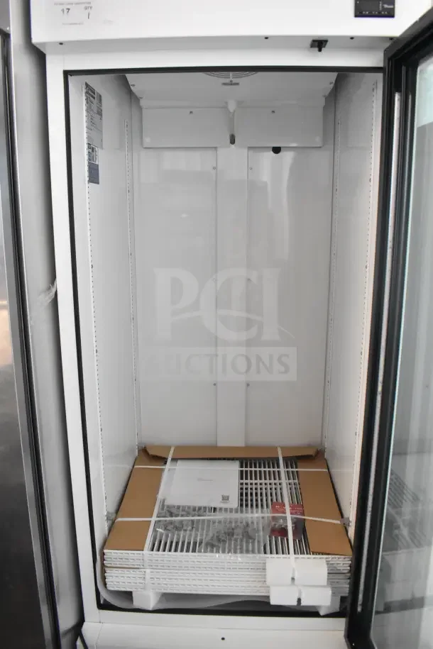 Brand new True TSCI-600R-G-PH single door reach-in cooler, scratch and dent condition, 115V, 1 Phase, merchandiser.