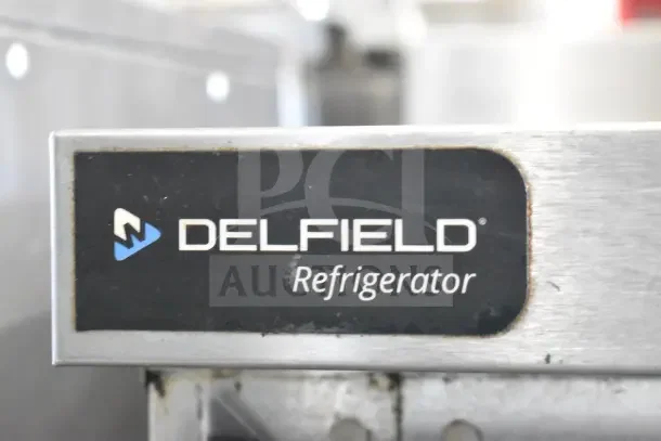 2019 Delfield GUR32BP-S commercial cooler label, stainless steel, single door, on casters, 115V, 1 phase.