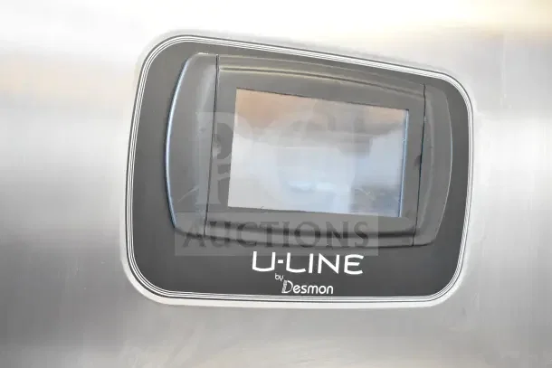 Desmon GBF-15+ETL blast chiller control panel on stainless steel surface, showing U-Line branding.