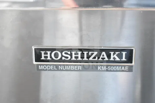 Hoshizaki KM-500MAE Commercial Ice Machine Head, stainless steel, model number visible, 115-120V, 1 phase.
