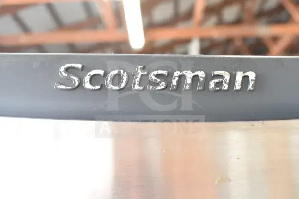 2016 Scotsman C0522MW-1D Commercial Ice Machine. Prominent Scotsman logo, stainless steel exterior. 115 Volts, 1 Phase.