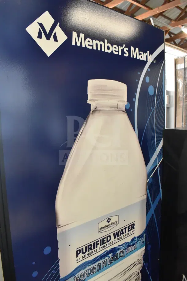 Crane 5800-4HC vending machine, featuring Member's Mark branding, offers bottled drinks and includes a bill acceptor.