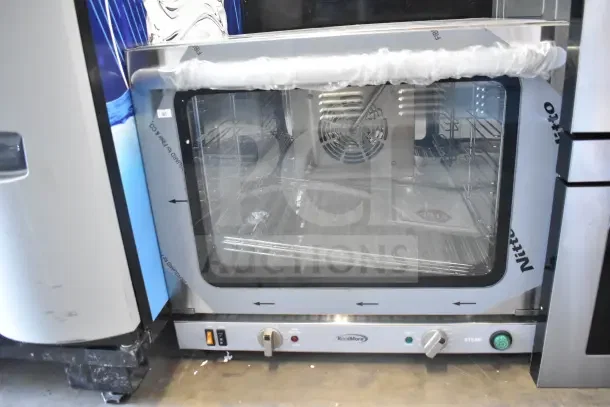 Brand new KoolMore KM-CTCO-23STI convection oven, 23 in., 2800W, for half-size pans, with 4 racks, steam injection, some dents.