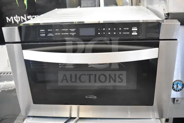 Brand new KoolMore Commercial Drawer Oven, stainless steel, digital controls, scratch and dent condition, model visible.