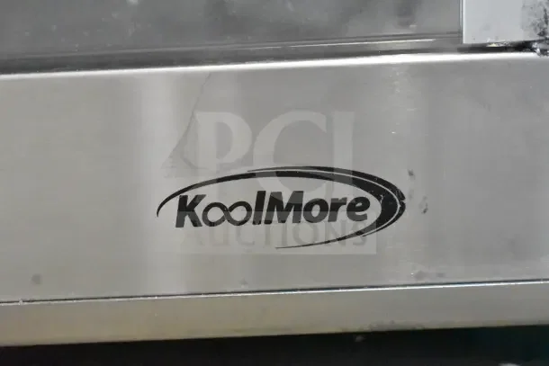 KoolMore KM-HPD4-18 pizza display warmer, stainless steel, 4 rotating racks, brand new, minor scratches, 110-120 volts.