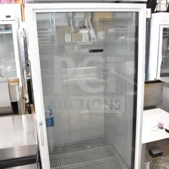 2021 True TSCI-600R-G-PH commercial cooler, single glass door, 115 volts, good condition, for merchandising.