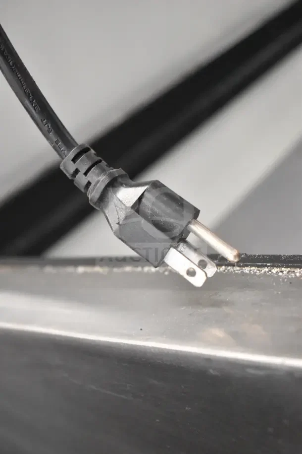 2023 MoTak MPR-93-X pizza prep table power cord plug, 115 volts, 1 phase, on commercial casters.