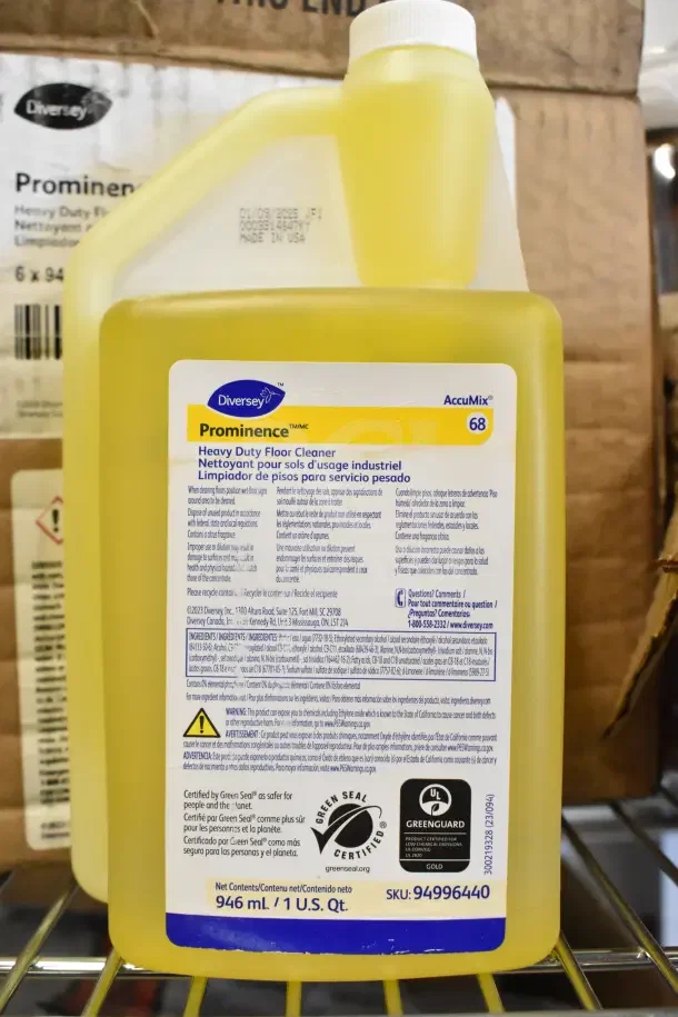 Diversey Prominence Heavy Duty Floor Cleaner, 946 mL. SKU: 94996440, Green Seal certified.