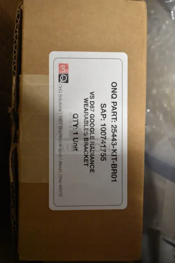 Box with labeled OnQ Solutions pipe extension coupler, model NDA-B-PEXT, new condition. Product details include QTY: 1.