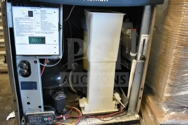 Scotsman NH0622A-1B ice machine interior, showing components and control panel, capacity 644 lb., 115V, 1 Phase, used condition.