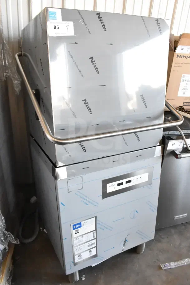Mainstreet 541HTDT401 high-temp dish machine with booster heater, scratch and dent, new, 208-240V, 1 phase, protective film.