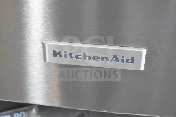 KitchenAid KDTM404KPS undercounter dishwasher with stainless steel finish and logo plate. 115 Volts, 1 Phase.