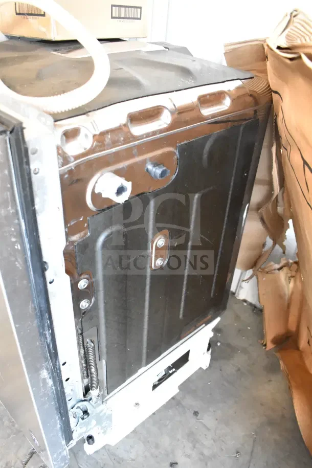 KitchenAid KDTM404KPS undercounter dishwasher, 115V, model number visible, partially unpacked, new condition.
