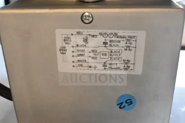 Brand new 2025 Nidec convection oven, 115-120V, 1 phase. Visible wiring diagram and inspection sticker on unit.
