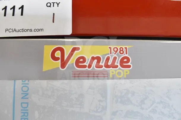 Brand new Paragon Venue Pop 16 oz. Popcorn Machine, model 198116. Red finish, slight scratches. 120 Volts, 1 Phase.