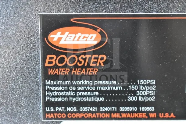 Hatco S-54 Imperial Booster Water Heater, 54 kW, 16 Gal, 480V, 3 Phase; new, with brand markings and pressure specs.
