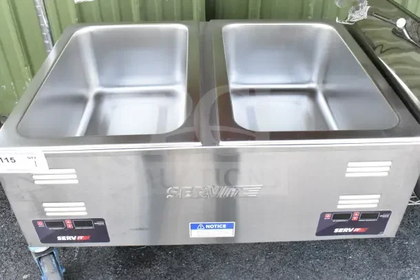 BRAND NEW SCRATCH AND DENT! ServIt Commercial Countertop Double Food Warmer, 115V, 1 Phase. Visible unit labels and controls.