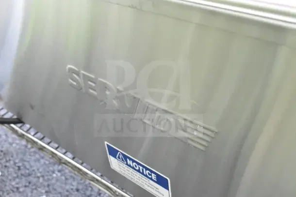 BRAND NEW ServIt Commercial Double Food Warmer, scratch and dent, stainless steel, 115 volts, logo and notice label visible.