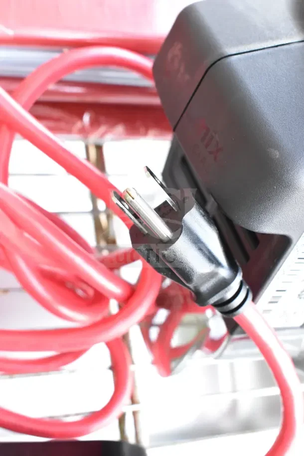 Brand new VitaMix VM0224 immersion blender head, scratch and dent condition, red cable, visible plug, and branding.