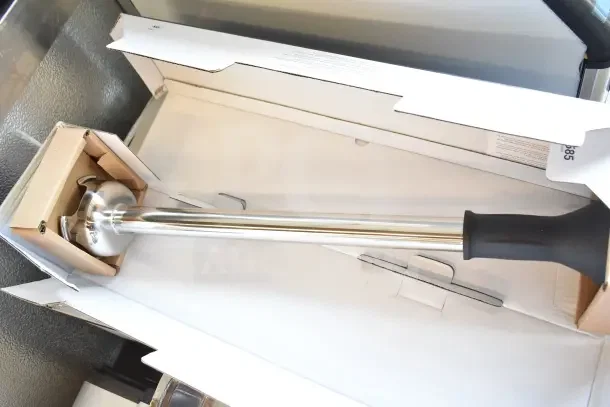 Brand new Vitamix 075072-ABAP 18" immersion blender, electric variable speed, 120V, shown in original packaging.