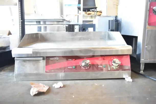 Brand new Avantco EG24N 24" electric countertop griddle, 208/240V, 1 phase, with minor scratches and dents.