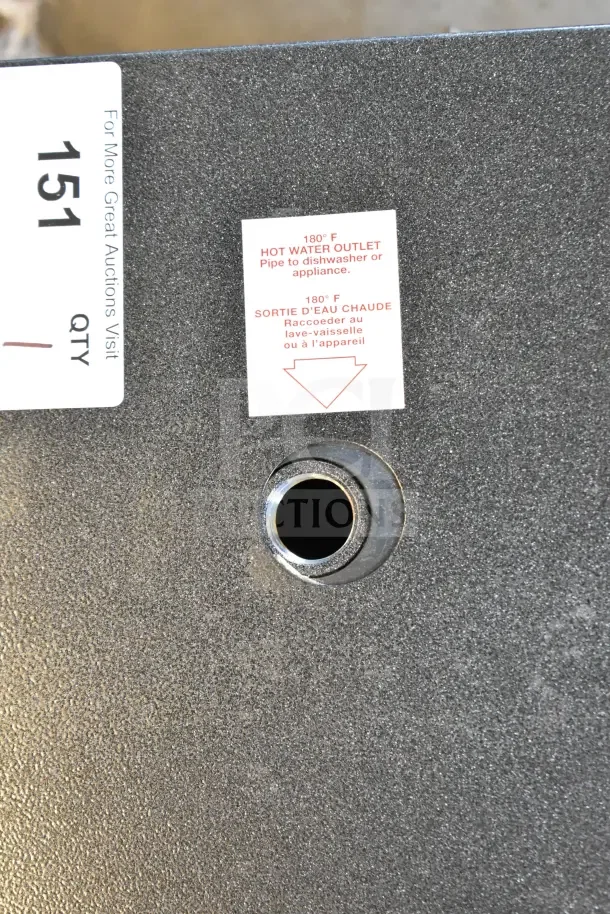 BRAND NEW SCRATCH AND DENT! Hatco MC-10 electric booster water heater, 208V, 3-phase, hot water outlet label visible.