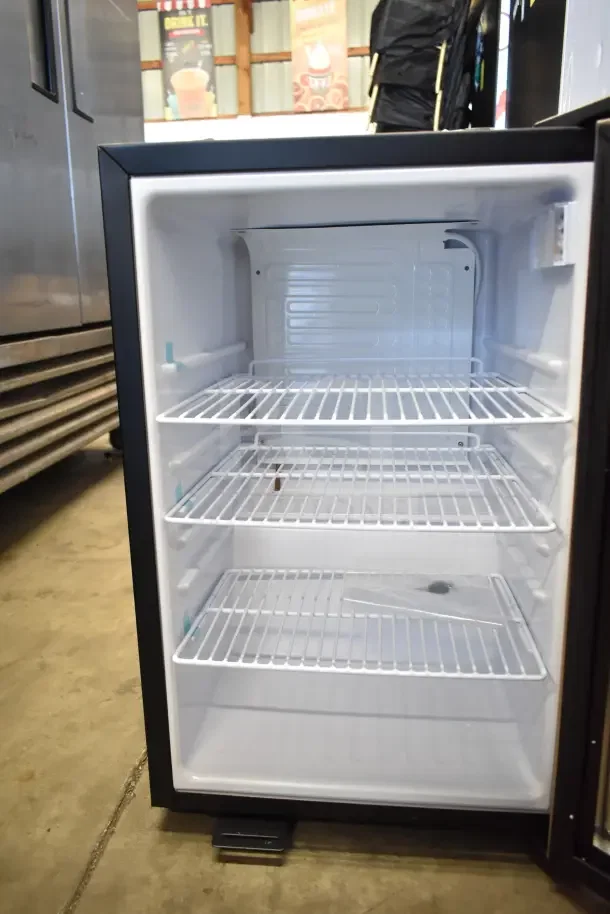 Galaxy 177CRG3B Black Countertop Display Refrigerated Merchandiser, 2.5 cu ft, brand new with minor scratches, three wire shelves.
