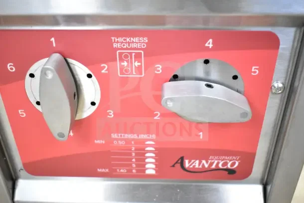Brand new Avantco 177CPBTR66B bun toaster control panel; settings for thickness, 208V, 1 Phase, commercial use.
