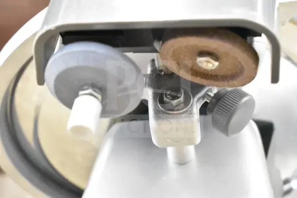 2022 Hobart EDGE10-11 meat slicer blade sharpener detail, new condition, 115 Volts, 1 Phase, scratch and dent.