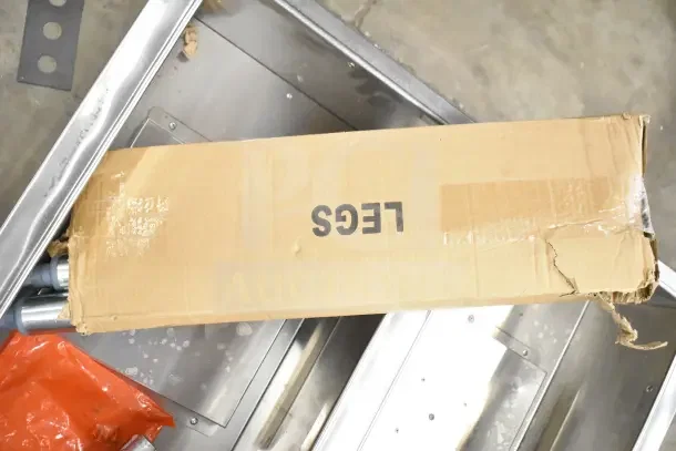Brand new ServIt 423GST2WELP steam table in box marked "LEGS," shows minor box wear, 7000 BTU, liquid propane, 2-pan capacity.