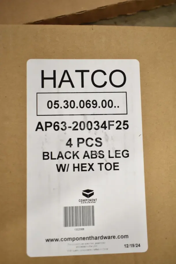 BRAND NEW Hatco C-13 Compact Booster Water Heater, 240V, 1 Phase. Box labeled "4 Pcs Black ABS Leg w/ Hex Toe."