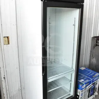 2019 Habco SE18 commercial cooler merchandiser, single glass door, 115V, 1 phase, excellent condition, model label visible.