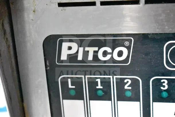 Pitco Frialator commercial gas deep fat fryer close-up showing control panel and brand logo.