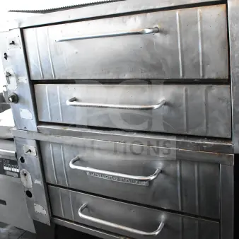 2 Bakers Pride Commercial Gas Powered Single Deck Pizza Oven on Metal Legs. 2 Times Your Bid!