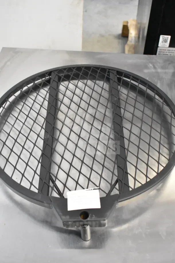 BRAND NEW Bighorn 24" Mini Ranch Fire Pit, black mesh, minor scratches and dents, tag with product details visible.
