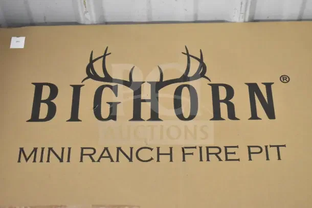 Brand new Bighorn SRFP9624 24" Mini Ranch Fire Pit in original packaging, labeled "Scratch and Dent."