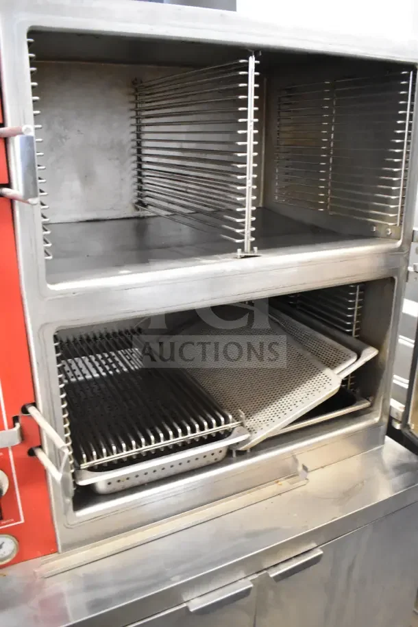 Vulcan VL2GPS Commercial 2 Deck Pressure Steam Cabinet, 170,000 BTU, natural gas, clean interior, metal racks included.