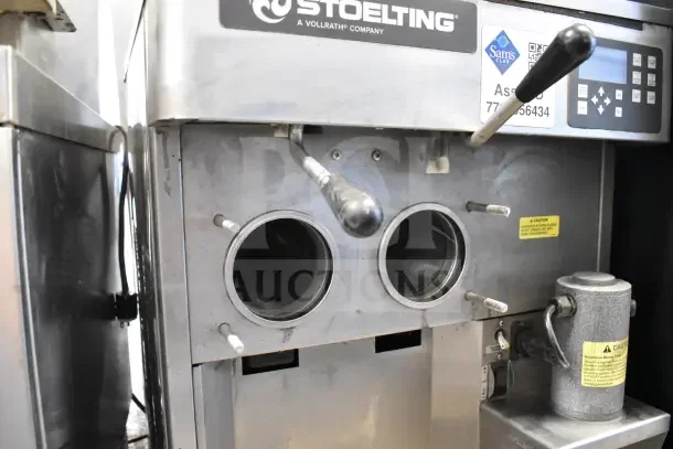 Stoelting countertop 2-flavor soft serve machine, 208/240V, 1 phase, with twist feature and drink mixing attachment, signs of use.