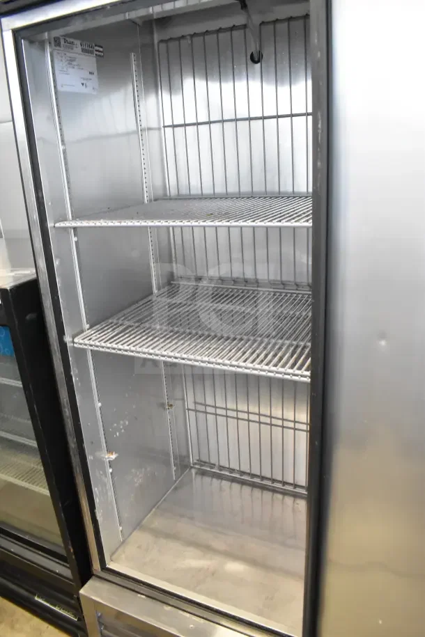 2017 True T-19F commercial single door freezer, stainless steel, with shelves and casters, 115 volts, 1 phase, used condition.