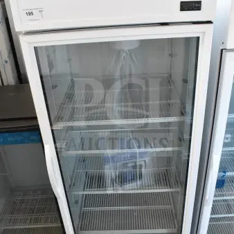 2021 True TSCI-600R-G-PH Commercial Cooler, single glass door, 115V, 1 phase, white exterior, temperature display.