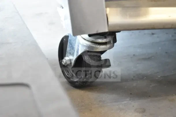 Caster wheel of a 2017 True T-35 Commercial 2 Door Reach In Cooler, showing mobility feature, 115 Volts, 1 Phase.